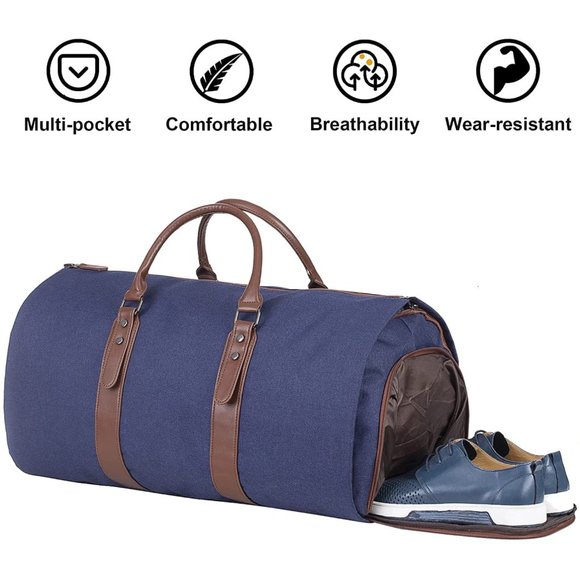 Carry On Garment Bag - Travel Business - Canvas Duffel Bag with Shoe Compartment - Picture 6 of 7